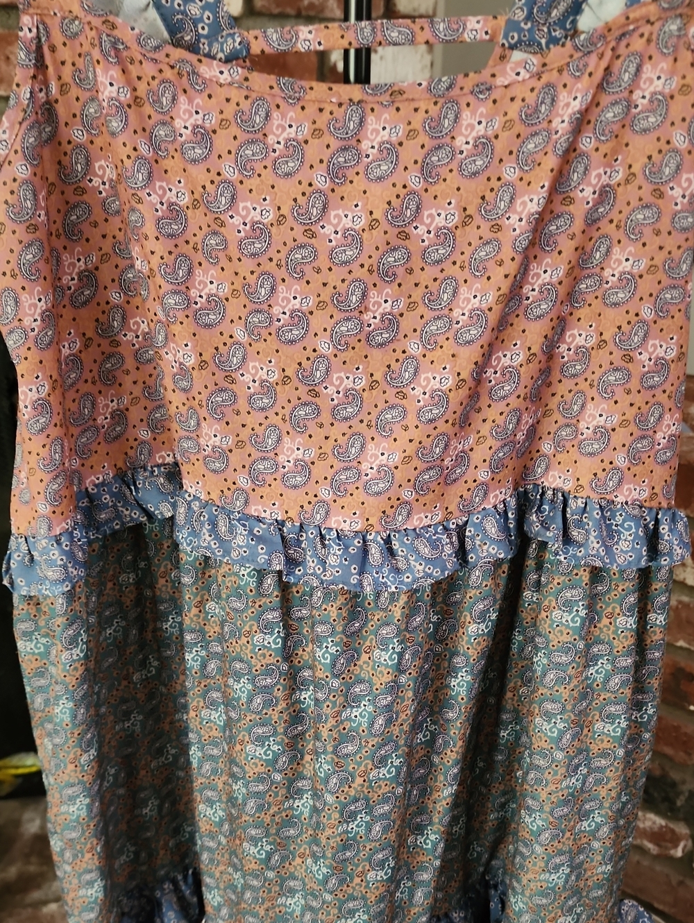 Lucca Couture Patchwork Floral Maxi Dress Tiered Ruffle Boho Cottagecore L - Picture 4 of 12